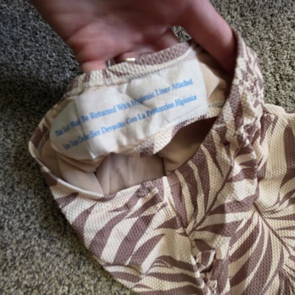 NWT Size Small Kona Sol 1 Piece Swimsuit Beige Brown Strapless Adjustable Padded - Picture 8 of 9